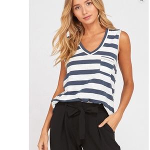 NWT Sleeveless Striped Tank Navy